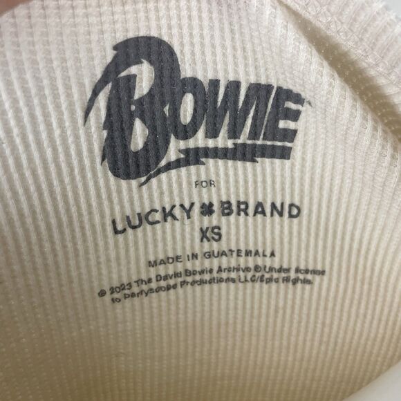 David Bowie Rebel Rebel Lucky Brand Henley Cozy Longsleeve Graphic Retro Tee - Picture 5 of 8